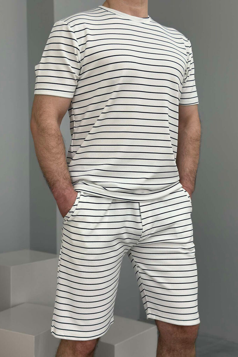 SET ME VIJA T-SHIRT+TUTA TË SHKURTRA PËR MESHKUJ NË NGJYRËN E BARDHË DHE E ZEZË - 2
