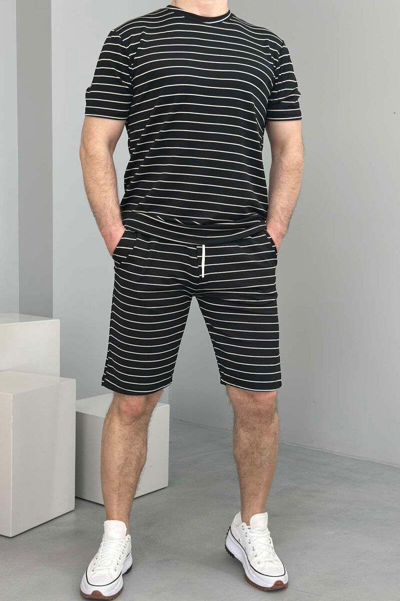 SET ME VIJA T-SHIRT+TUTA TË SHKURTRA PËR MESHKUJ NË NGJYRËN E ZEZË - 1