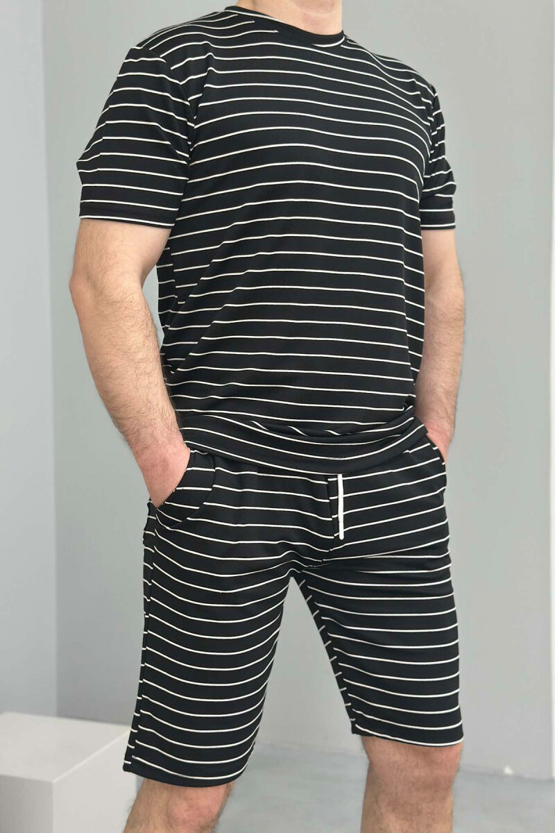 SET ME VIJA T-SHIRT+TUTA TË SHKURTRA PËR MESHKUJ NË NGJYRËN E ZEZË - 3