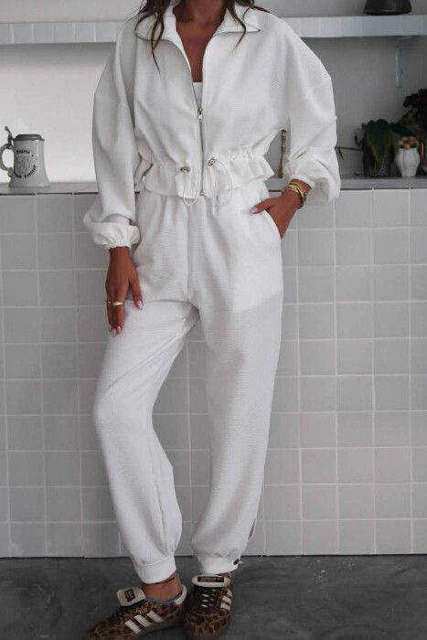 SET NJE NGJYRESH XHAKETE + PANTALLONA PER FEMRA NE NGJYRE TE BARDHE - KLAUDIO FASHION