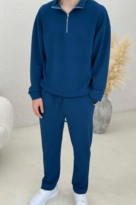SET NJE NGJYRESH BLUZE ME ZINXHIR + TUTA PER MESHKUJ NE NGJYRE BLU - 3