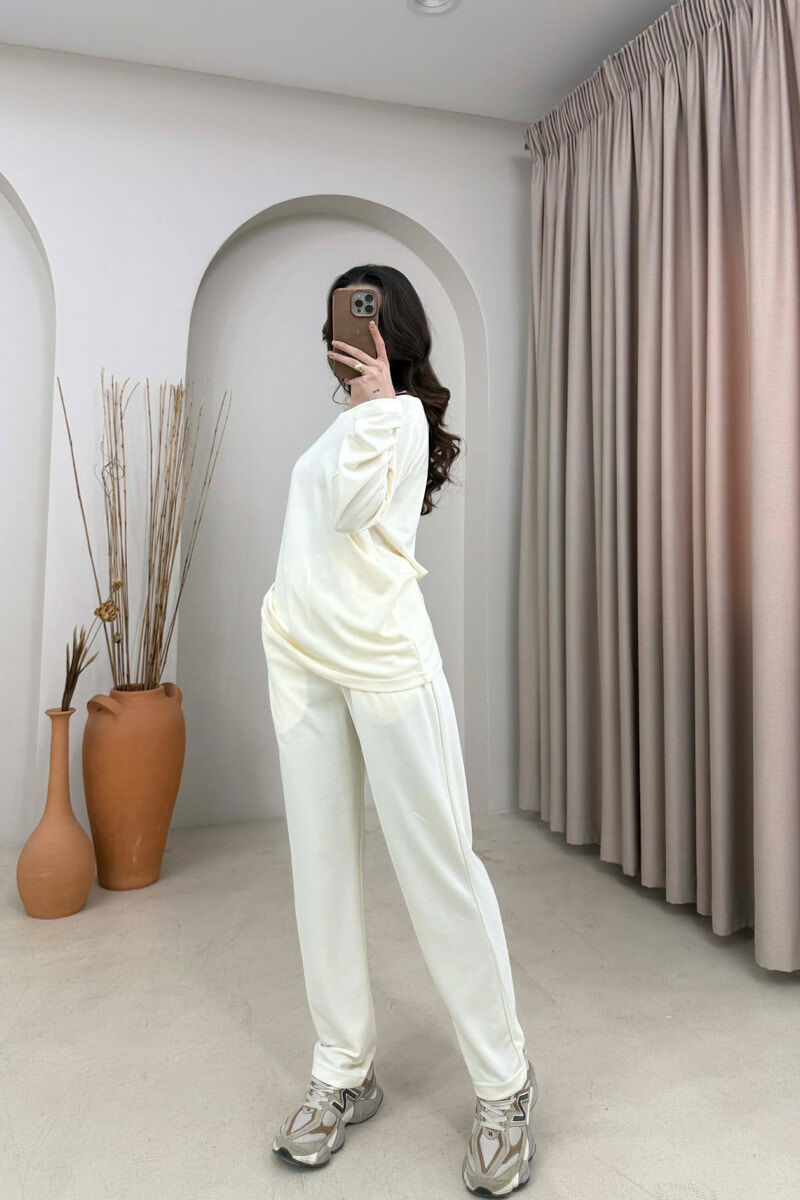 SET NJE NGJYRESH BLUZE + TUTA PER FEMRA NE NGJYRE KREM - 2