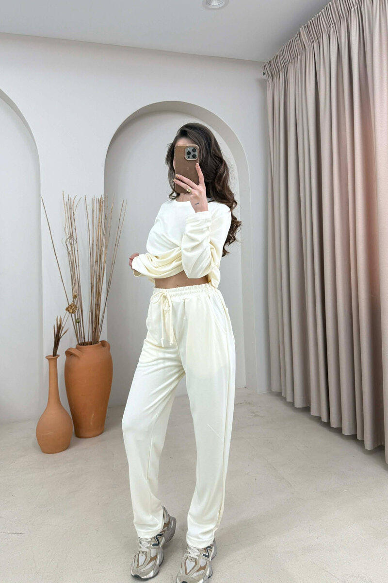 SET NJE NGJYRESH BLUZE + TUTA PER FEMRA NE NGJYRE KREM - 3