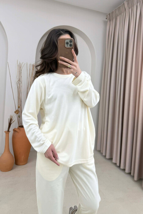 SET NJE NGJYRESH BLUZE + TUTA PER FEMRA NE NGJYRE KREM - 4