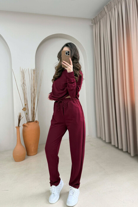 SET NJE NGJYRESH BLUZE + TUTA PER FEMRA NE NGJYRE VISHNJE - 2