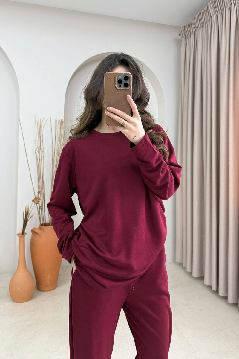 SET NJE NGJYRESH BLUZE + TUTA PER FEMRA NE NGJYRE VISHNJE - 3