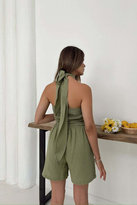 SET NJE NGJYRESH CROP TOP + PANTALLONA TE SHKURTRA PER FEMRA NE NGJYRE ULLI - 2