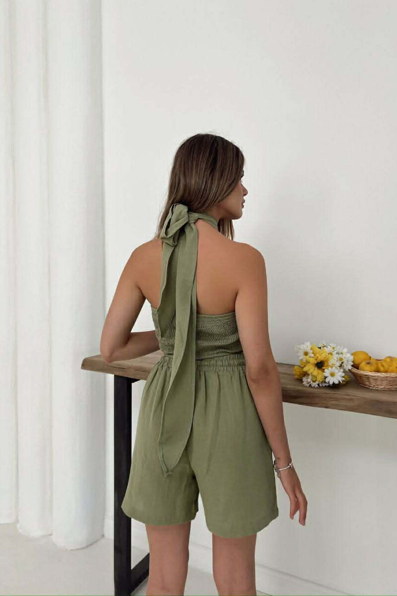 SET NJE NGJYRESH CROP TOP + PANTALLONA TE SHKURTRA PER FEMRA NE NGJYRE ULLI - 2