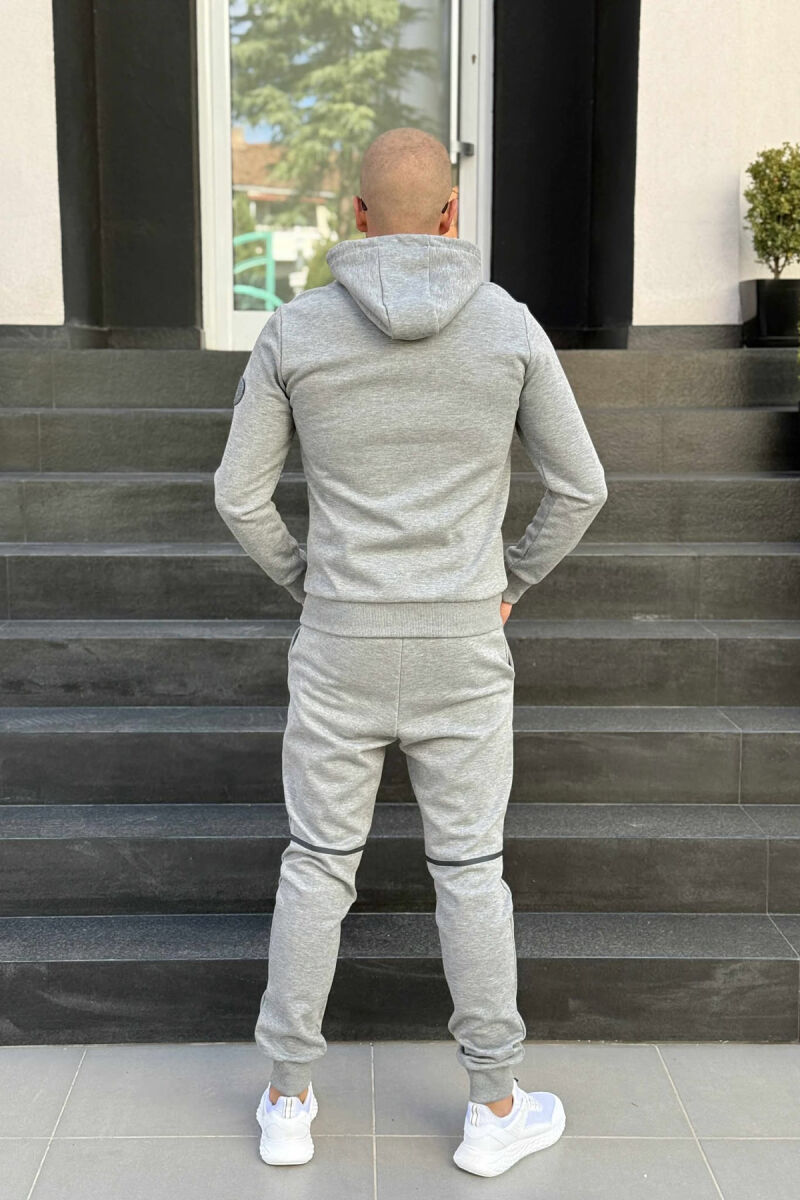SET NJË NGJYRËSH HOODIE ME PUSH+PANTALLONA PËR MESHKUJ NË NGJYRËN GRI - 5