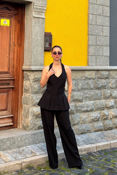SET NJE NGJYRESH JELEK ME KURRIZ TE HAPUR + PANTALLONA PER FEMRA NE NGJYRE ZEZE - 1