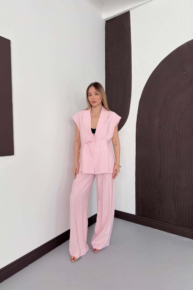 SET NJE NGJYRESH JELEK + PANTALLONA PER FEMRA NE NGJYRE ROZE - 1
