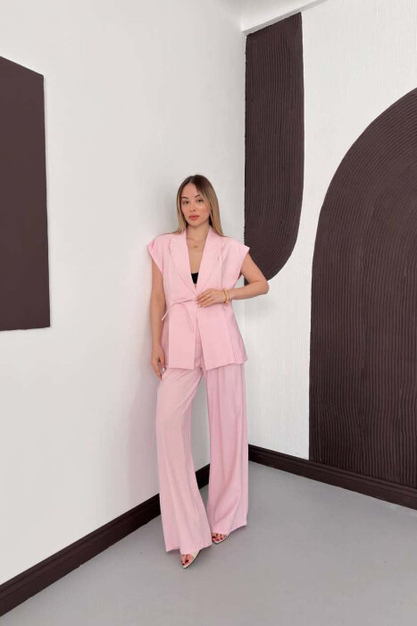 SET NJE NGJYRESH JELEK + PANTALLONA PER FEMRA NE NGJYRE ROZE - 2