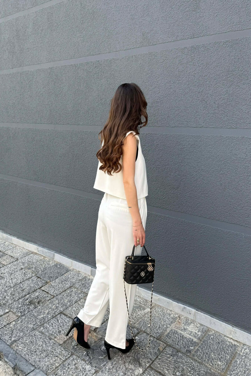 SET NJE NGJYRESH JELEK +PANTALLONA PER FEMRA NE NGJYRE TE BARDHE - 4