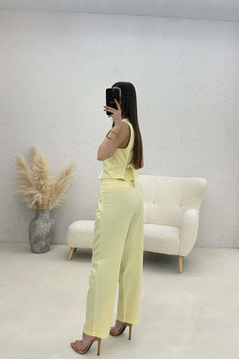 SET NJË NGJYRËSH JELEK+PANTALLONA PËR FEMRA NË NGJYRË TE VERDHE - 2