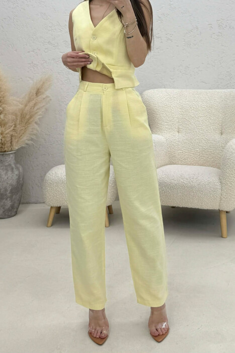 SET NJË NGJYRËSH JELEK+PANTALLONA PËR FEMRA NË NGJYRË TE VERDHE - 4