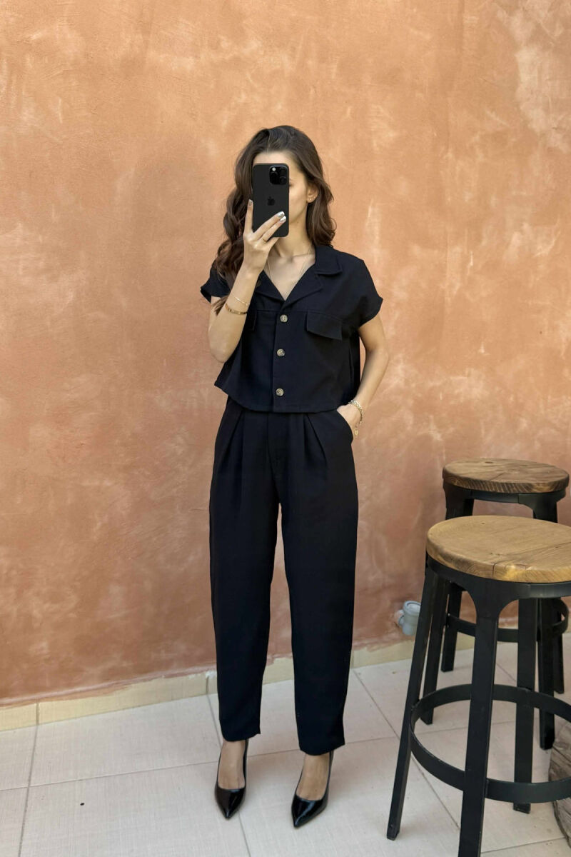 SET NJË NGJYRËSH JELEK+PANTALLONA PËR FEMRA NË NGJYRË TË ZEZË - 2