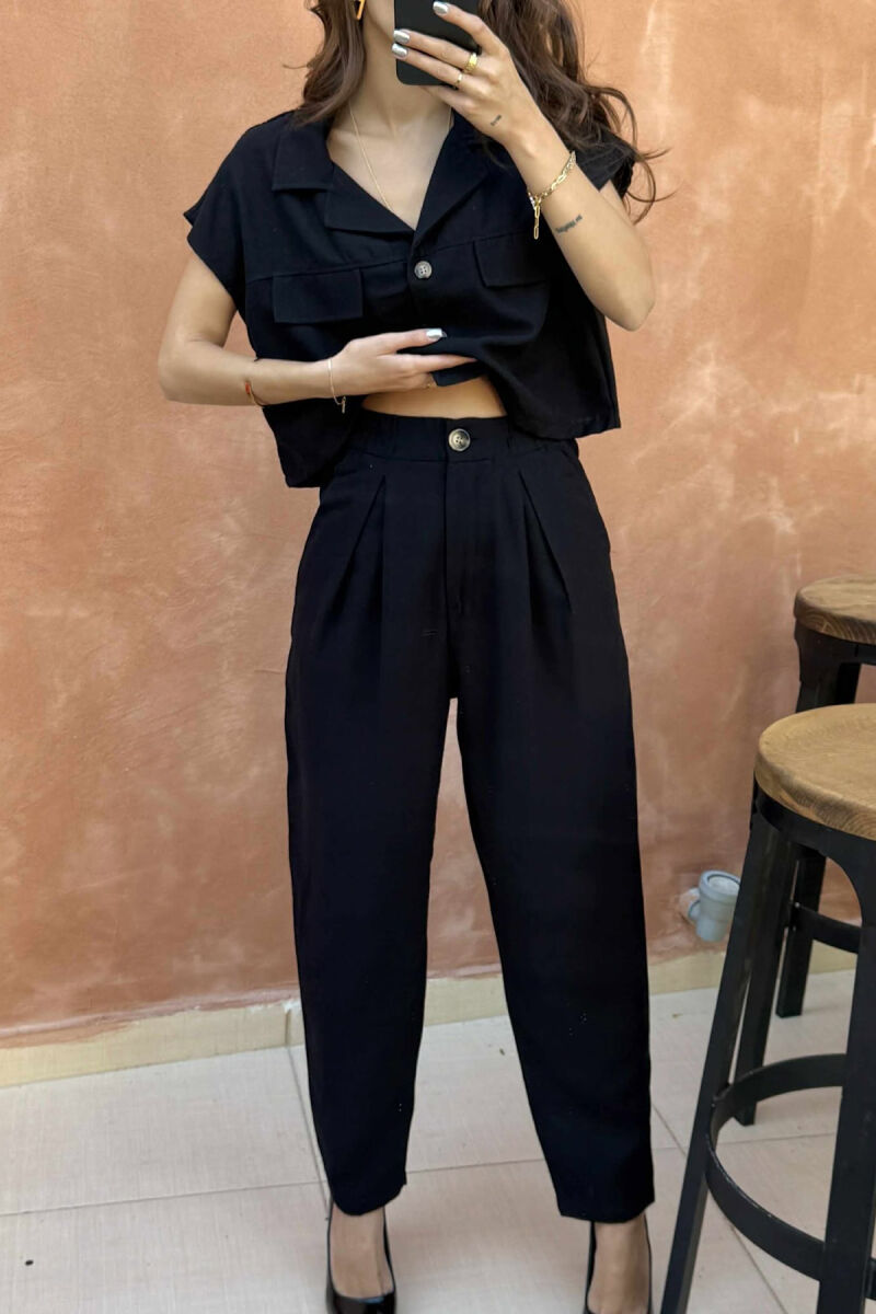 SET NJË NGJYRËSH JELEK+PANTALLONA PËR FEMRA NË NGJYRË TË ZEZË - 3