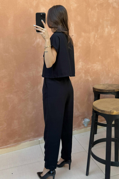 SET NJË NGJYRËSH JELEK+PANTALLONA PËR FEMRA NË NGJYRË TË ZEZË - 4