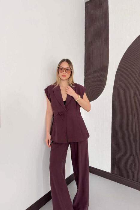 SET NJE NGJYRESH JELEK + PANTALLONA PER FEMRA NE NGJYRE VISHNJE - 3