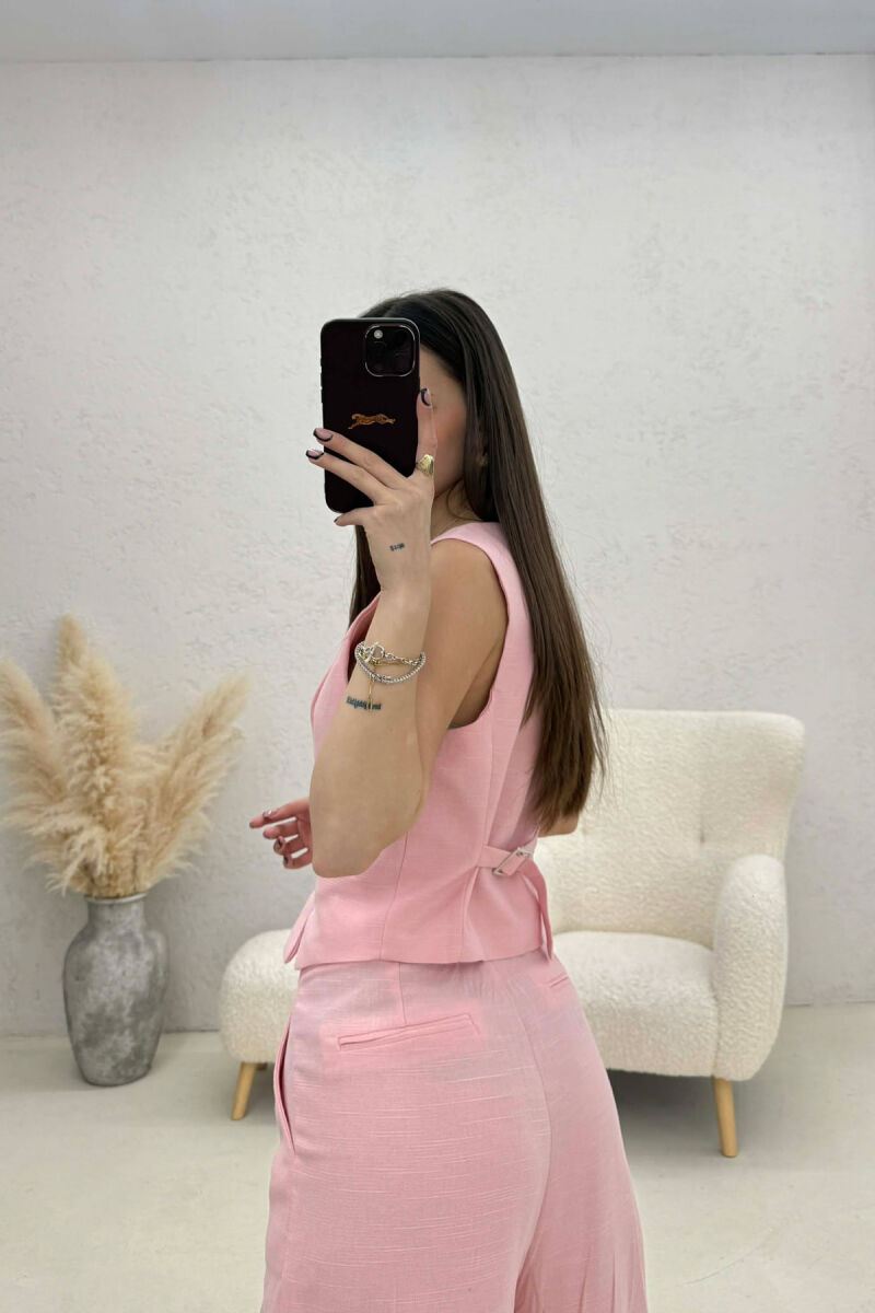 SET NJË NGJYRËSH JELEK+PANTALLONA PËR FEMRA NË NGJYRËN PUDER - 2