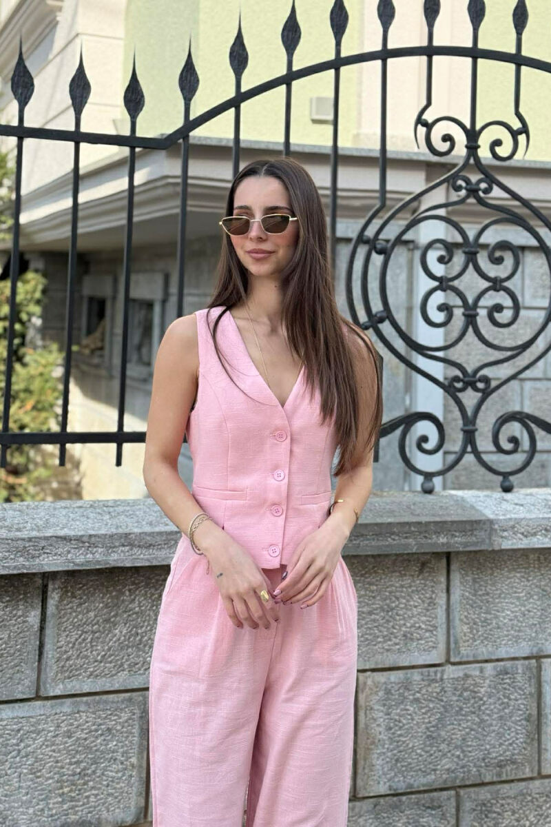 SET NJË NGJYRËSH JELEK+PANTALLONA PËR FEMRA NË NGJYRËN PUDER - 2