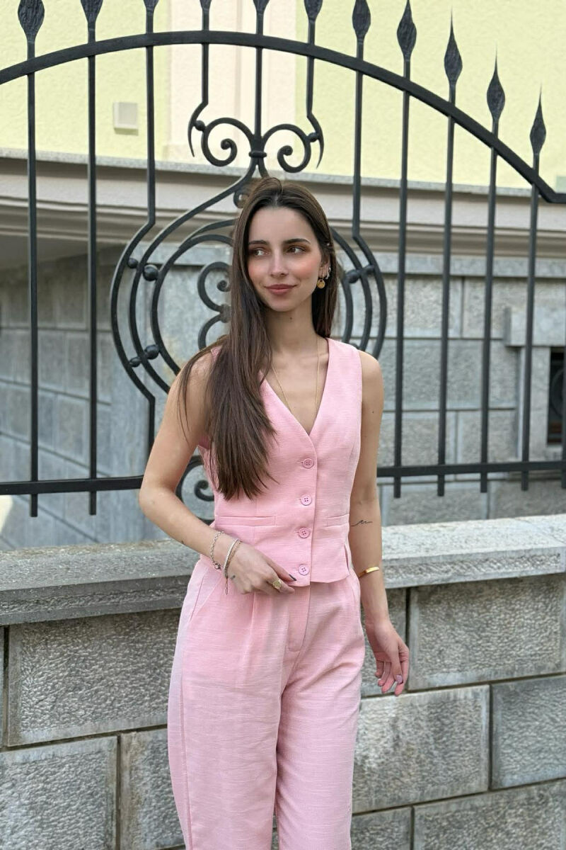 SET NJË NGJYRËSH JELEK+PANTALLONA PËR FEMRA NË NGJYRËN PUDER - 3