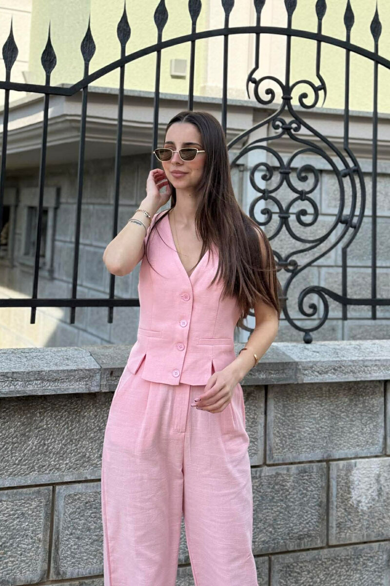 SET NJË NGJYRËSH JELEK+PANTALLONA PËR FEMRA NË NGJYRËN PUDER - 4