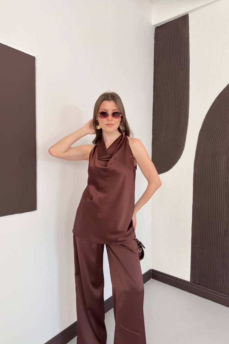 SET NJE NGJYRESH KANATJERE + PANTALLONA PER FEMRA NE NGJYRE KAFE - 3