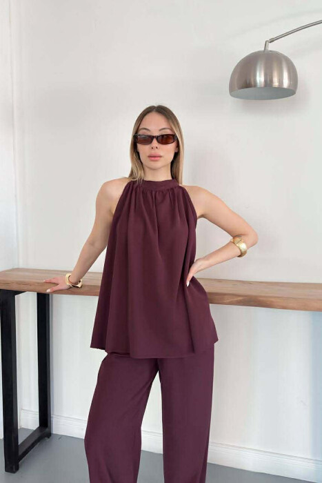 SET NJE NGJYRESH KANATJERE + PANTALLONA PER FEMRA NE NGJYRE VISHNJE - 5