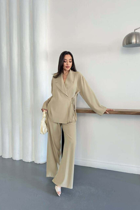 SET NJE NGJYRESH KEMISHE ME LIDHESE + PANTALLONA PER FEMRA NE NGJYRE MENTE - 1