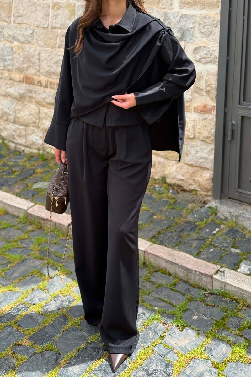 SET NJE NGJYRESH KEMISHE + PANTALLONA PER FEMRA NE NGJYRE TE ZEZE - 6