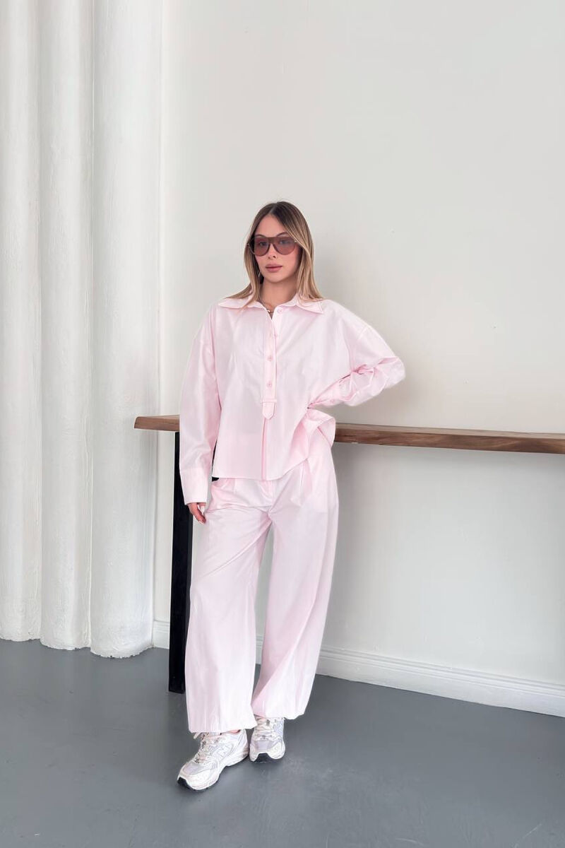 SET NJE NGJYRESH KEMISHE + PANTALLONA PER FEMRA NE NGJYRE ROZE - 4