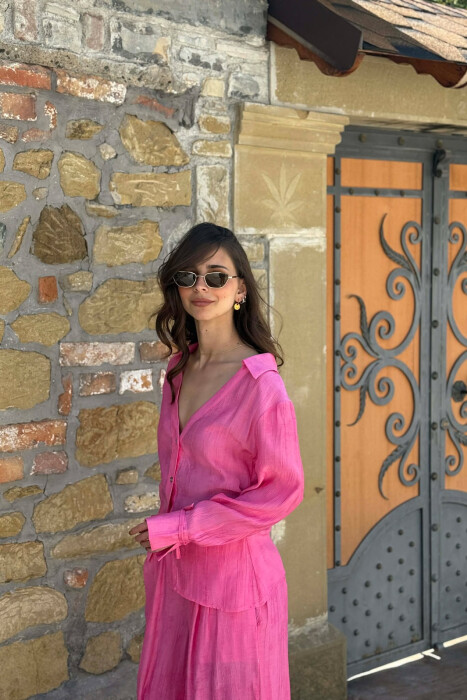 SET NJE NGJYRESH KEMISHE + PANTALLONA PER FEMRA NE NGJYRE ROZE - 5