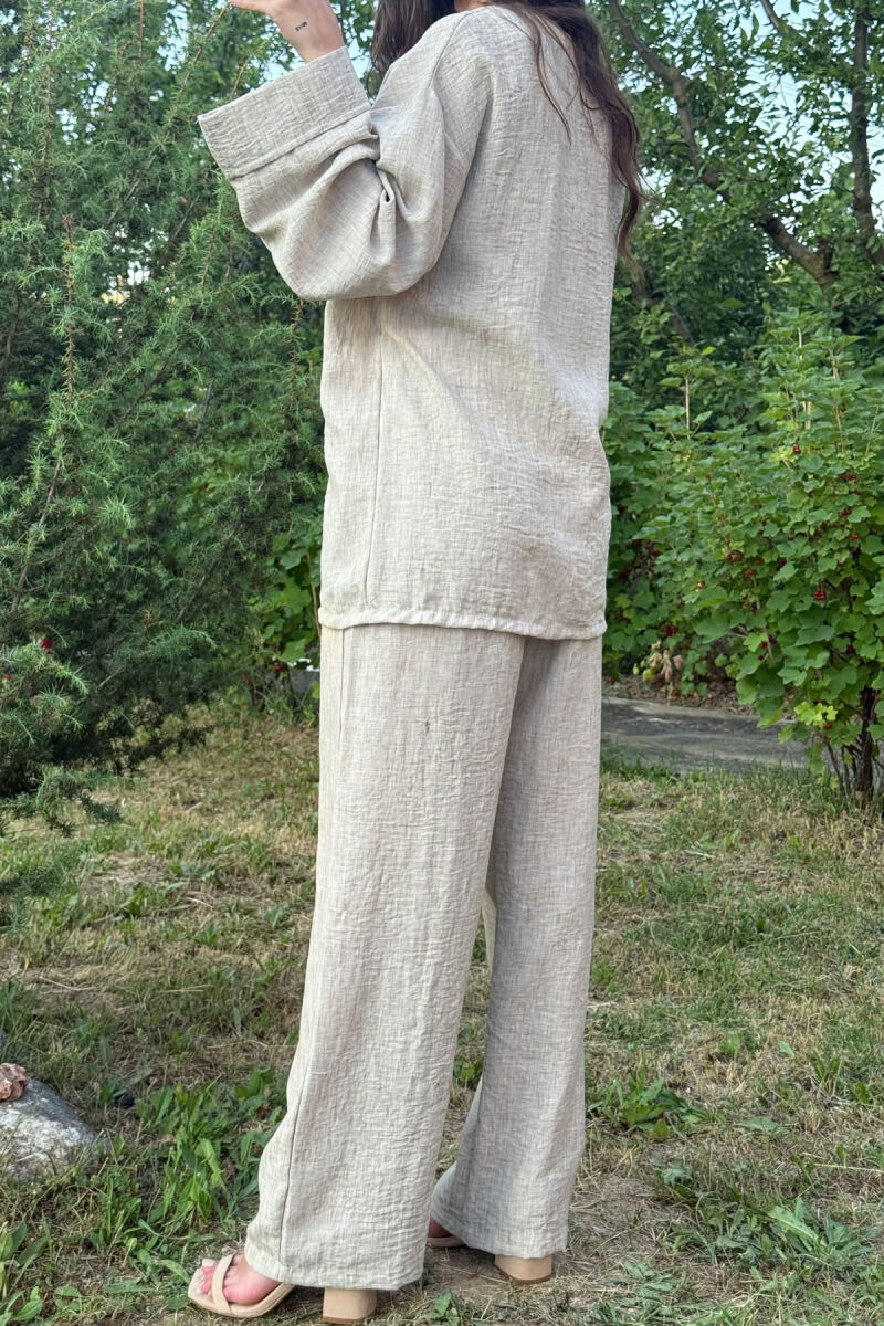 SET NJË NGJYRËSH KËMISHË+PANTALLONA PËR FEMRA NË NGJYRËN BEZHË - 4