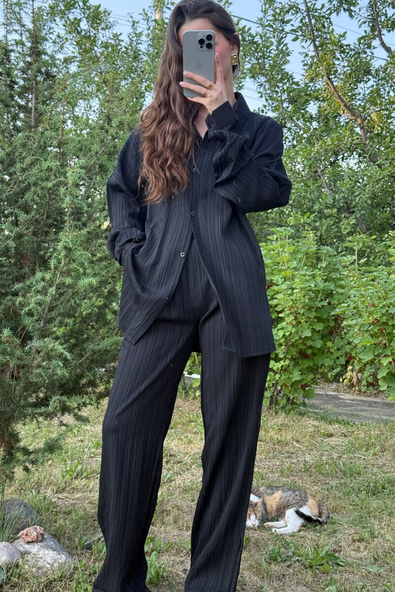 SET NJË NGJYRËSH KËMISHË+PANTALLONA PËR FEMRA NË NGJYRËN E ZEZË - 2