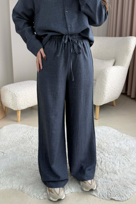 SET NJE NGJYRESH KEMISHE+PANTALLONA PER FEMRA NE NGJYRE BLU TE ZBARDHUR - 4