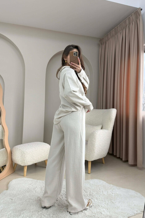 SET NJE NGJYRESH KEMISHE+PANTALLONA PER FEMRA NE NGJYRE KREM - 2