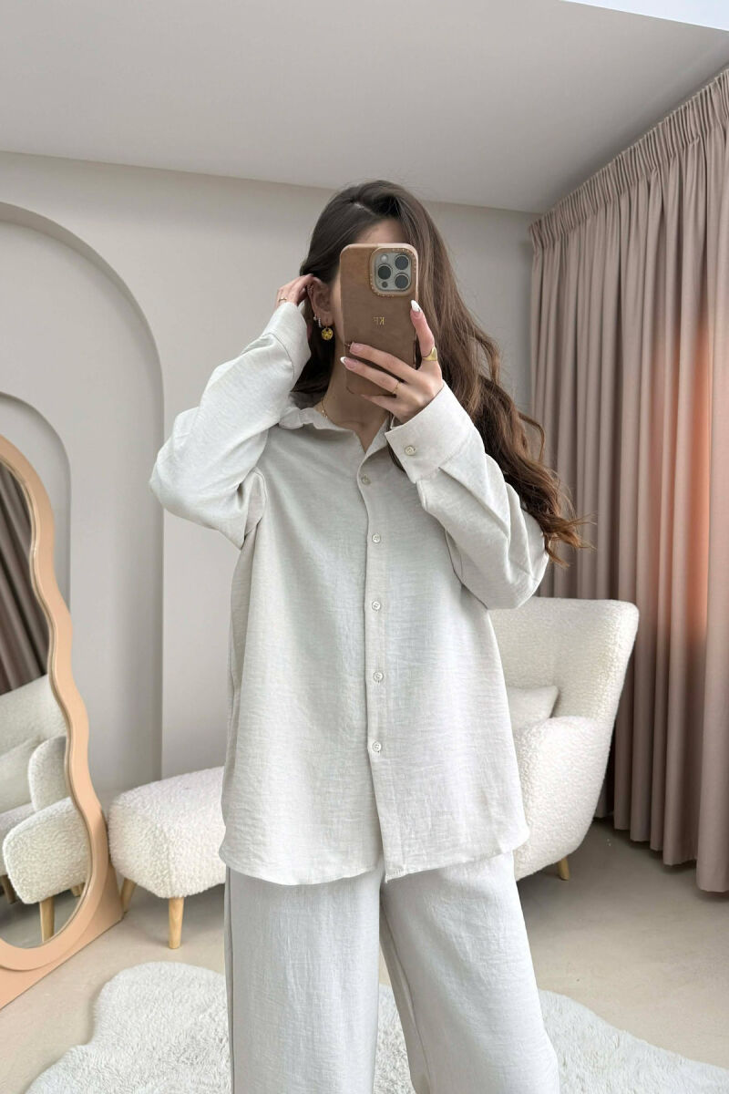 SET NJE NGJYRESH KEMISHE+PANTALLONA PER FEMRA NE NGJYRE KREM - 4