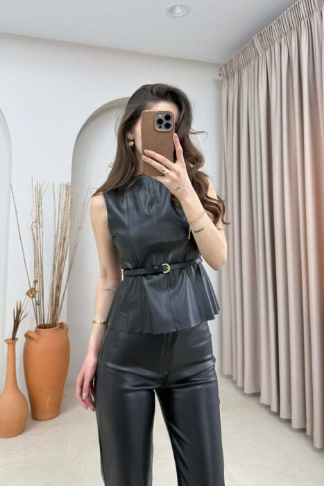 SET NJE NGJYRESH LEKURE JELEK+ + PANTALLONA PER FEMRA NE NGJYRE TE ZEZE - 2