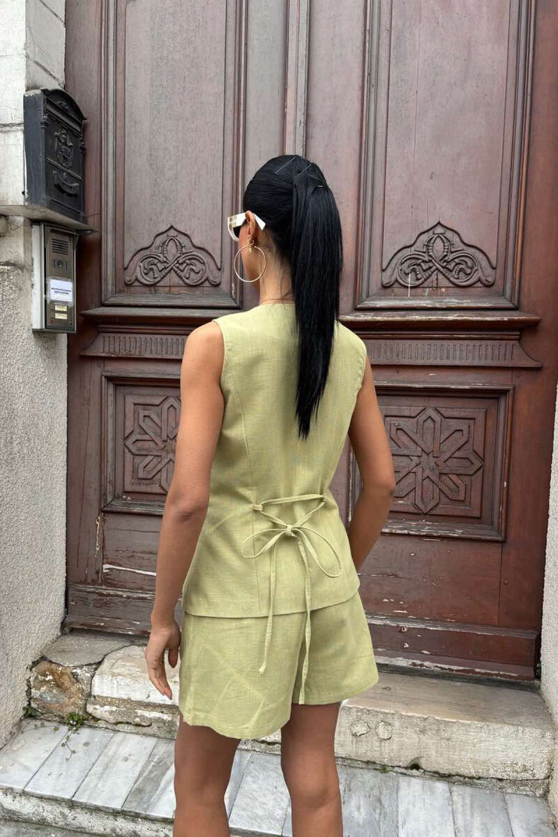 SET NJË NGJYRËSH ME KOPSA JELEK+PANTALLONA PËR FEMRA NË NGJYRËN MENTE - 4