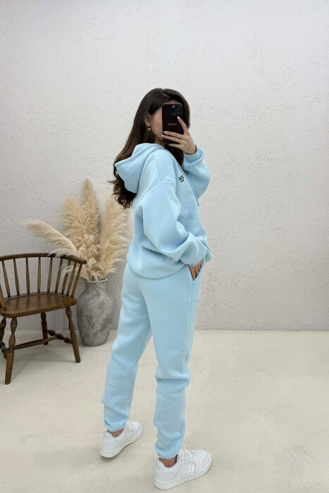 SET NJE NGJYRESH ME PUSH HOODIE + TUTA PER FEMRA NE NGJYRE BLU TE ZBARDHUR - 2