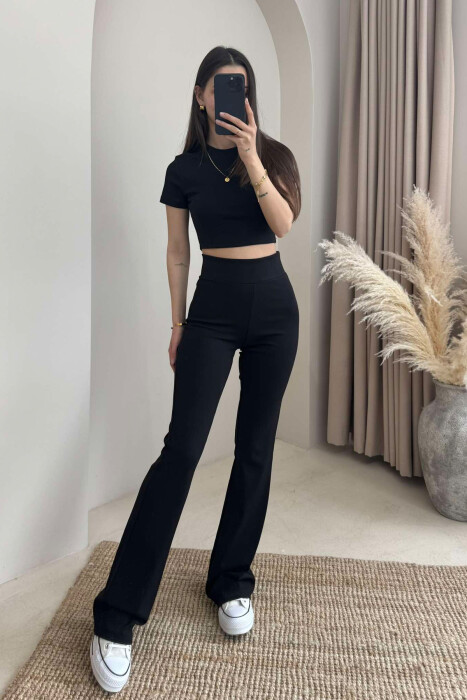 SET NJË NGJYRËSH CROP+TUTA PËR FEMRA NË NGJYRËN E ZEZË - 5