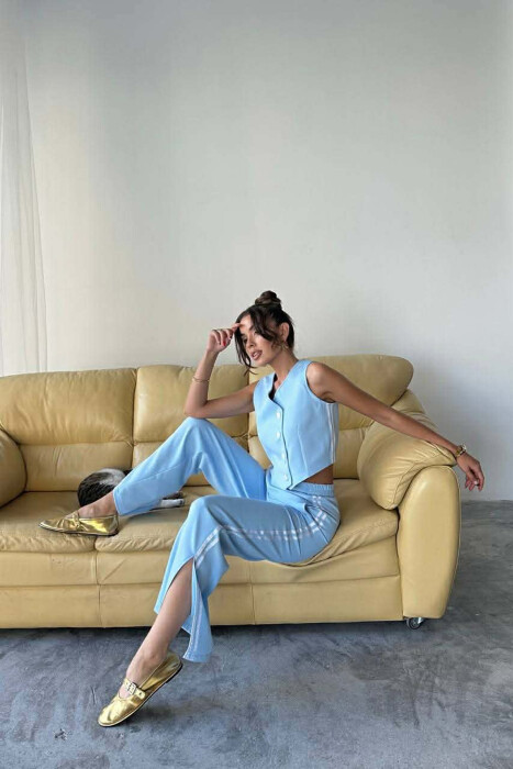SET NJE NGJYRESH PER FEMRA JELEK + PANTALLONA NE NGJYRE BLU TE ZBARDHUR - 3