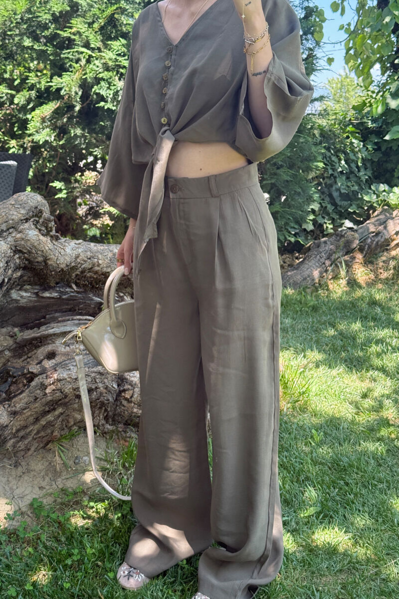 SET NJË NGJYRËSH CROP+PANTALLONA PËR FEMRA NË NGJYRËN JESHILE - 4