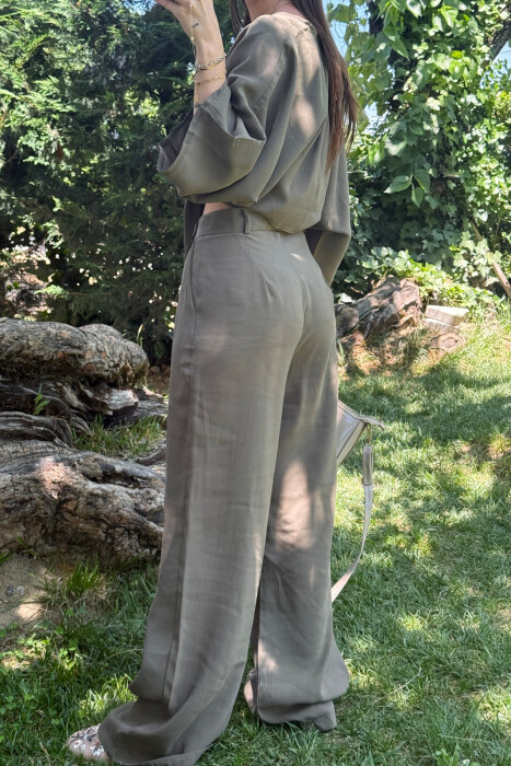 SET NJË NGJYRËSH CROP+PANTALLONA PËR FEMRA NË NGJYRËN JESHILE - 5