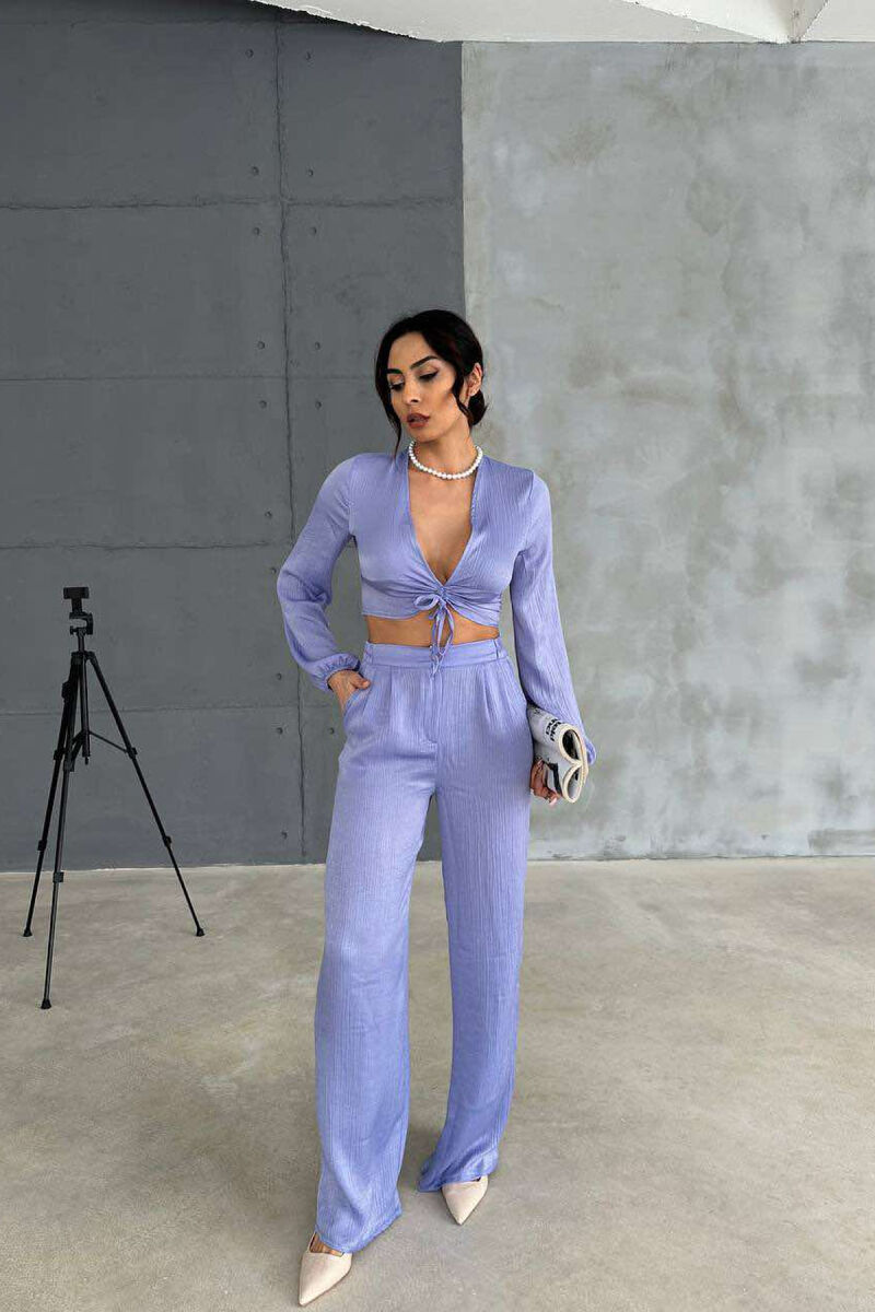 SET NJË NGJYRËSH CROP+PANTALLONA PËR FEMRA NË NGJYRË LEJLA - 3