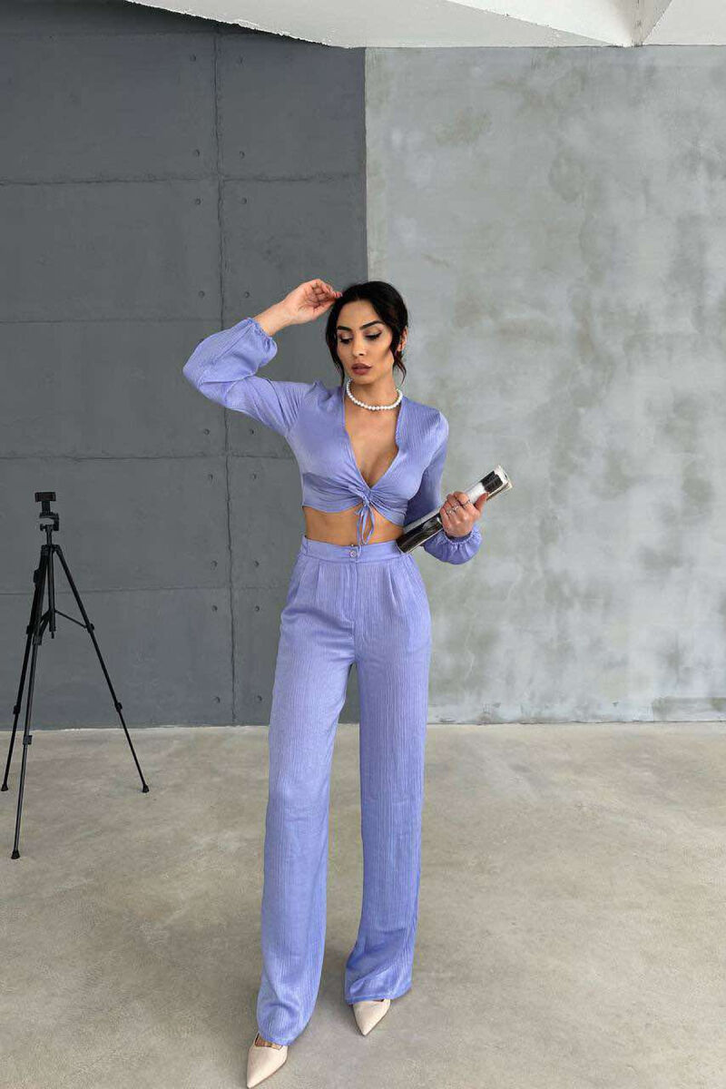SET NJË NGJYRËSH CROP+PANTALLONA PËR FEMRA NË NGJYRË LEJLA - 4