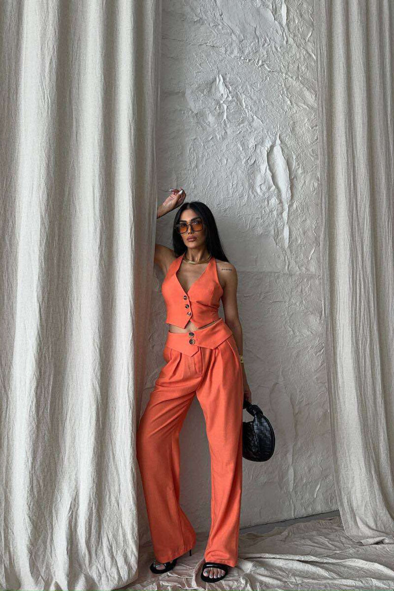 SET NJË NGJYRËSH CROP+PANTALLONA PËR FEMRA NË NGJYRË PORTOKALLI - 2