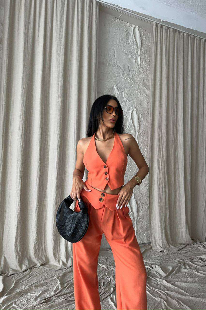 SET NJË NGJYRËSH CROP+PANTALLONA PËR FEMRA NË NGJYRË PORTOKALLI - 6