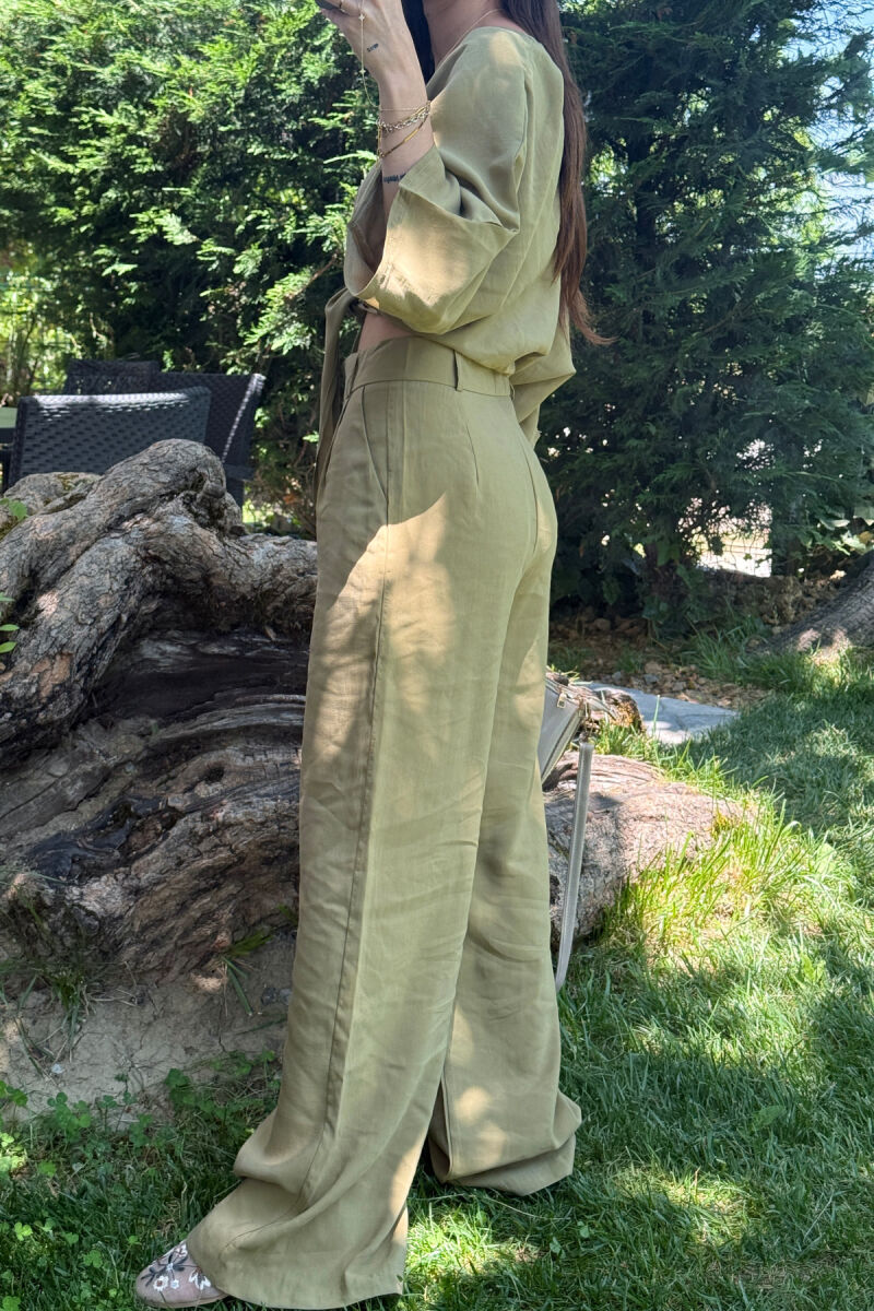 SET NJË NGJYRËSH CROP+PANTALLONA PËR FEMRA NË NGJYRËN ULLI - 3